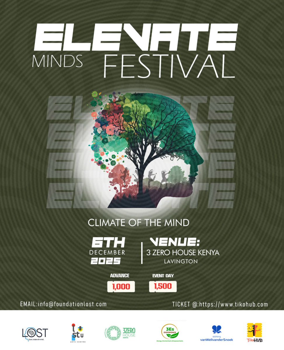 How does climate change affect our emotions &amp; mental health?
Be part of the Elevate Minds Festival — a creative exploration through art, music &amp; storytelling.
🗓 Dec 6 | 📍 3Zero House, Lavington
Apply to showcase: info@foundationlost.com
<a href="/L_stateofmind/">Lost; State of mind Foundation</a>