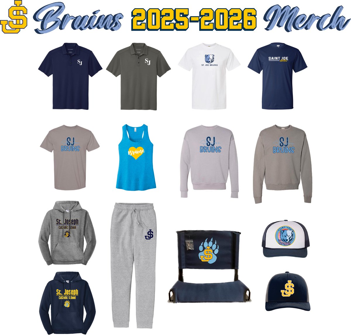 Needing something to wear to a soccer or basketball game! We have all the fan gear you need in the Bruin Shop! Warm joggers and sweatshirts too! 💛💙
Drop order off at the office. Online SHOP coming soon!