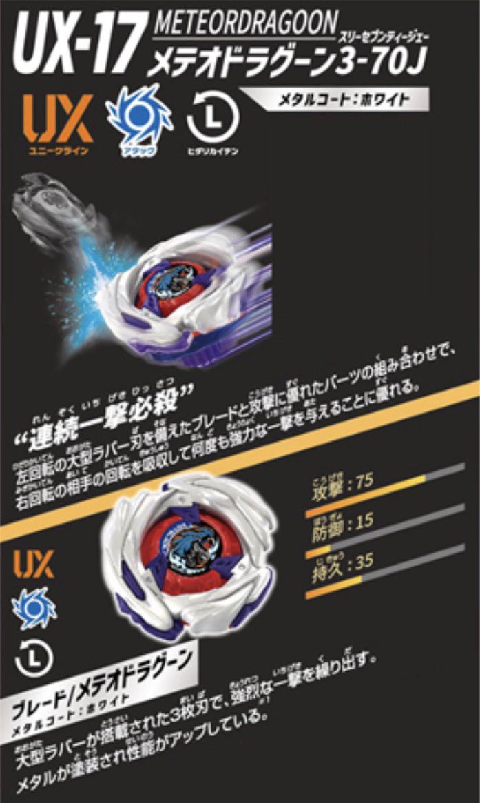 続報】 UX-17 メテオドラグーン 3-70J の詳細情報！ 左回転アタックに