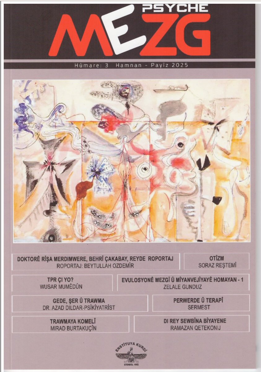 Hûmara hîrêyine ya kovara Psyche/ Mezgî, Weşanê Enstîtuyê Kurdî yê Stenbolî ra ameye çapkerdene. Wendekarê kirdkîyî rê pîroz bo.
#Kirdkî #Kirmanckî #Zazakî #Mezg