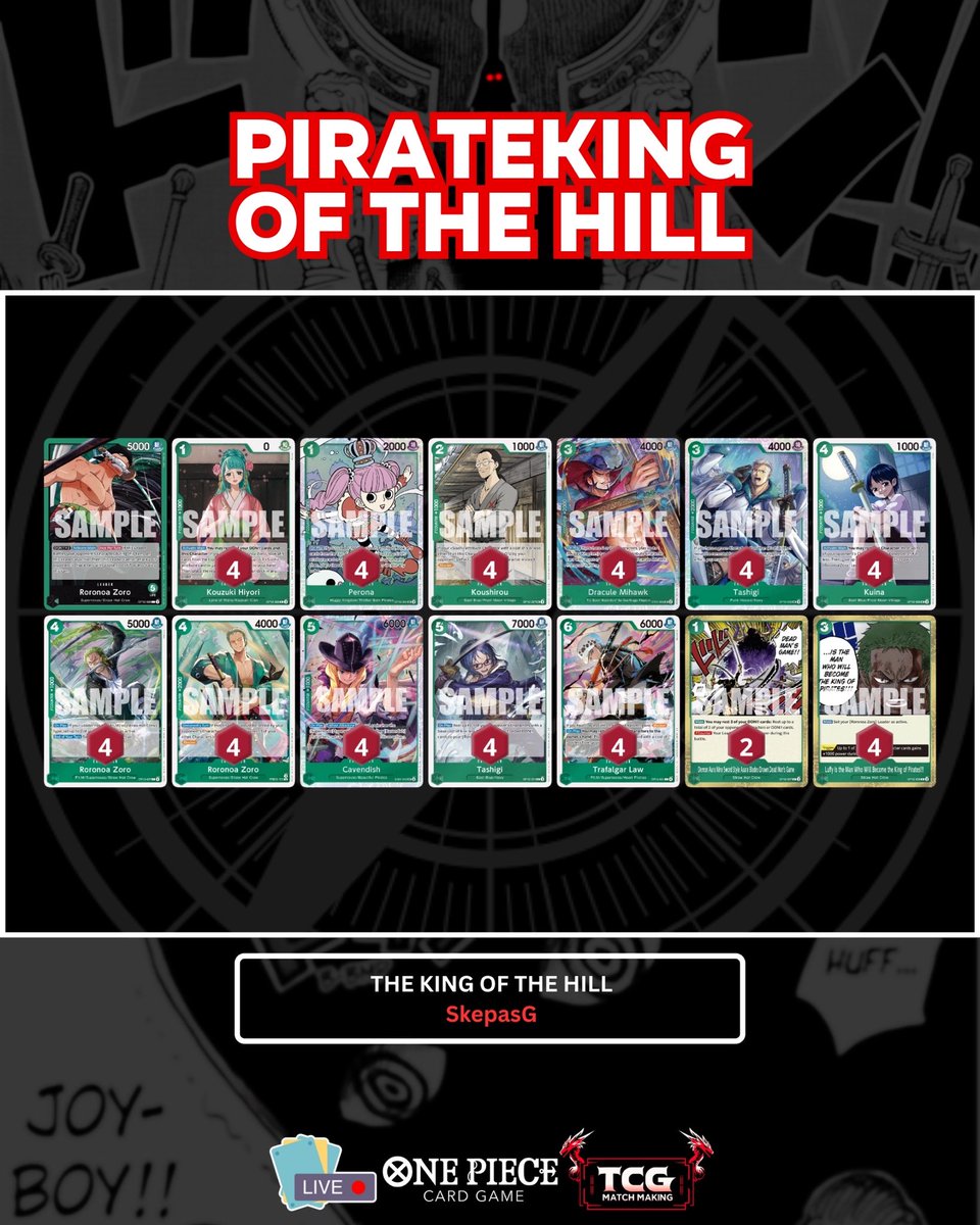 Chinoize_'s tweet image. PirateKing of the Hill series #2 👑

A collab between ChinoizeCup-Tcglive &amp;amp; @TCGMatchMaking 

Starting tonight 8PM CET on Twitch! 

BO3 @Szychuy vs Caojoshua
BO5 Winner vs @DogXwisdom 
BO7 Winner vs @skepasg 👑