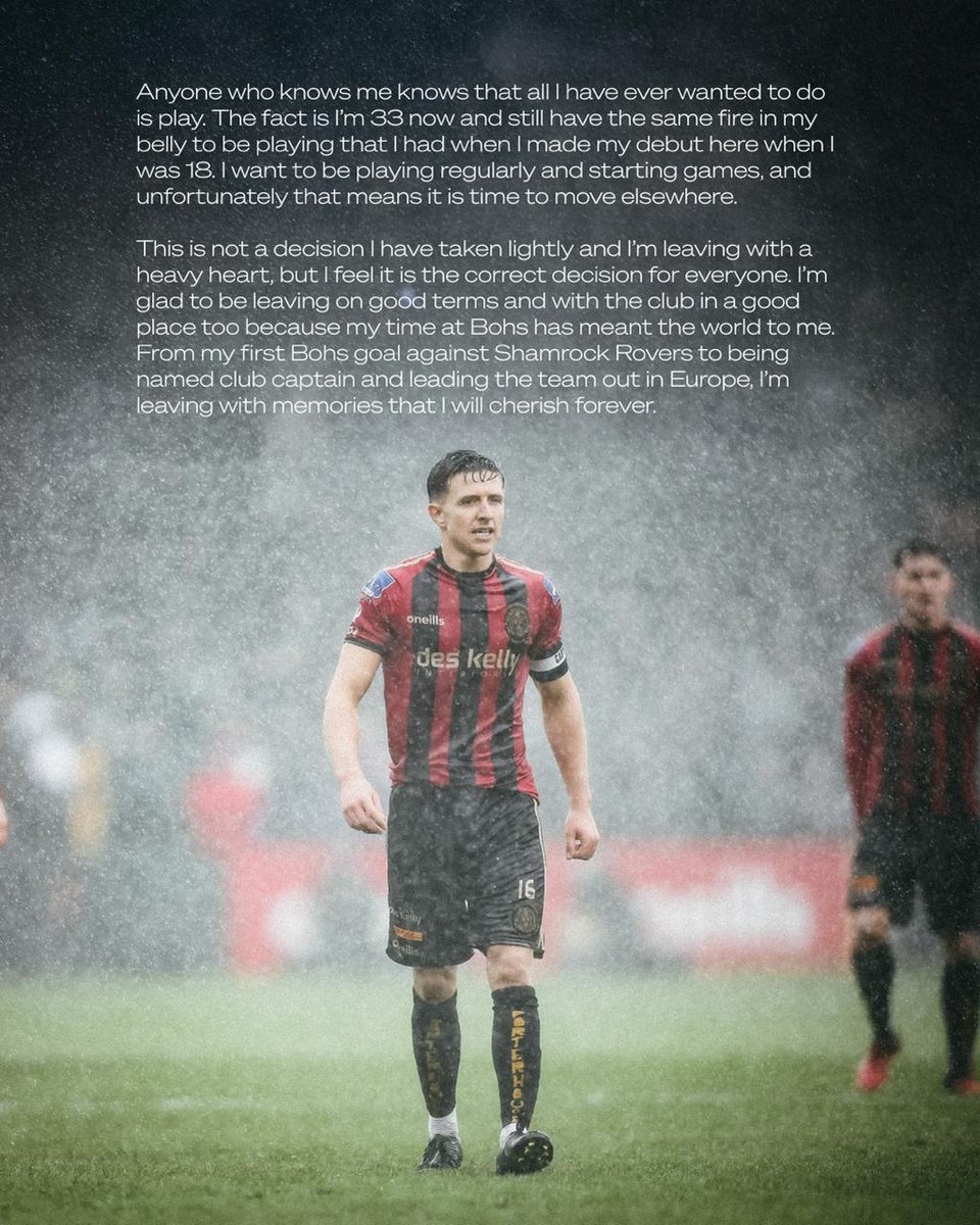 bfcdublin's tweet image. ❤️🖤Bohemian FC can today confirm that our captain Keith Buckley will leave the club at the end of his contract this month.

Everyone at Dalymount wishes to put on record our immense gratitude for the enormous contribution he has made to our club, his commitment to the jersey and…