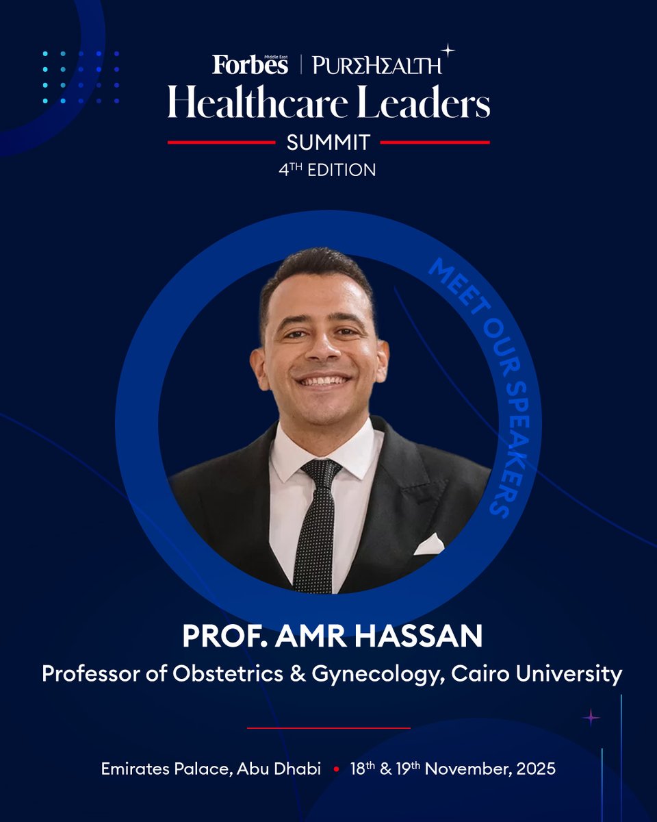 Forbes_MENA_'s tweet image. Let’s talk about what’s changing—and who’s driving the change. 

We’re excited to unveil the speaker lineup for this year’s Forbes Middle East Healthcare Leaders Summit, presented by PureHealth, where the future of care takes center stage. 

Gain expert-led insights on medical…