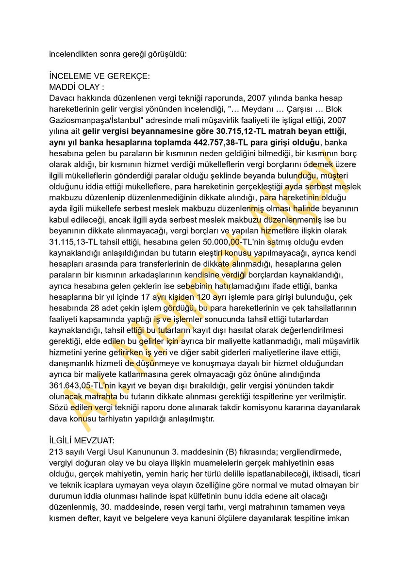 vergiyargilama's tweet photo. ☄️SMMM'ler için çok seçkin bir karar☄️

Banka hesabına gelir vergisi beyannamesindeki matrahtan 14 kat fazla para giren SMMM hakkındaki  salınan cezalı vergilerin iptaline dair lehe Danıştay kararı:

D A N I Ş T A Y
ÜÇÜNCÜ DAİRE
Esas No : 2023/7299
Karar No : 2024/999

Kararın tam metni aşağıdadır.👇