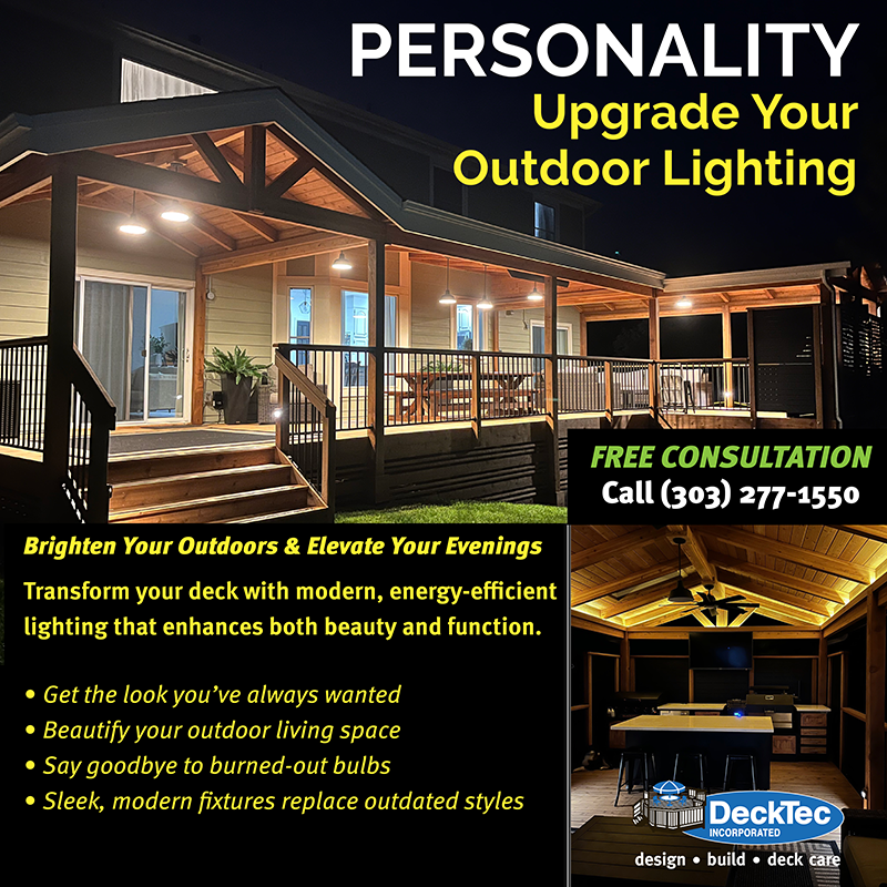 DeckTec's tweet image. Your deck deserves a glow-up!

✨ Get the look you’ve always wanted
🌙 Enjoy your space long after sunset
💡 Say goodbye to burned-out bulbs and bulky fixtures

Book your FREE consultation today! (303) 277-1550

#decktec #outdoorlights #decks #decklighting #patiolights #decklife