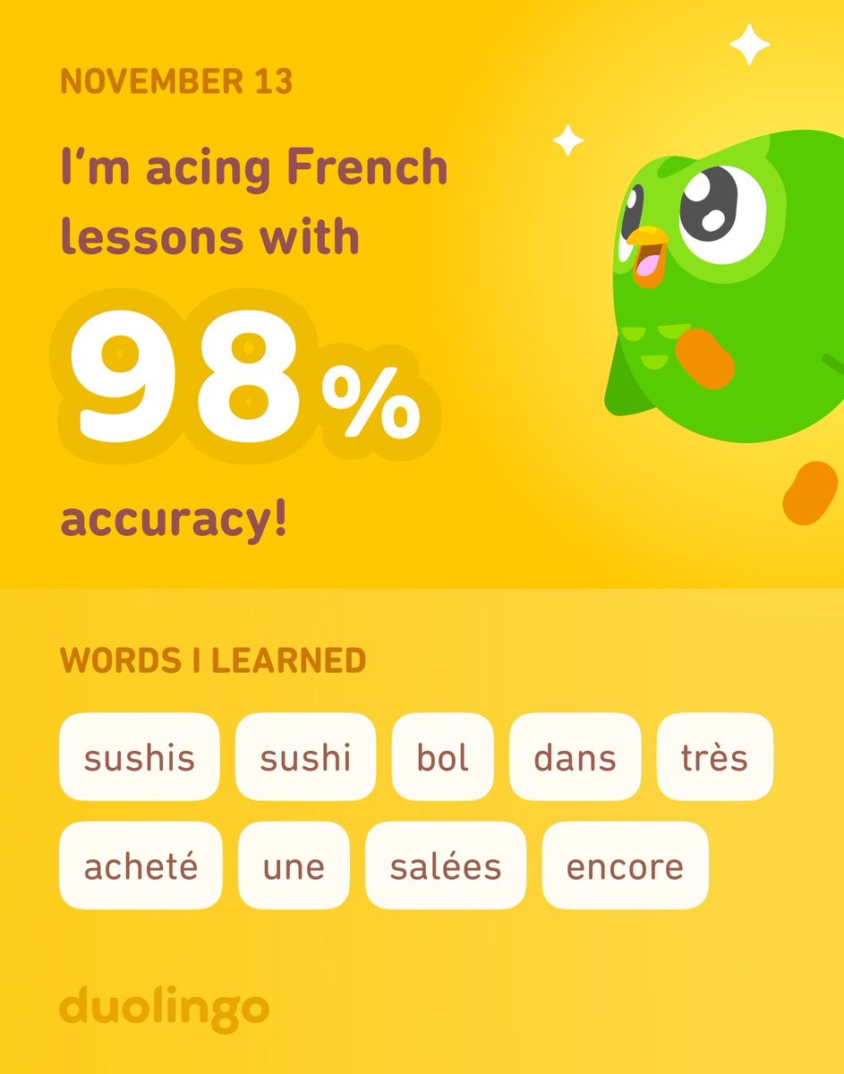 dextertay's tweet photo. I’m learning French on Duolingo! It’s free, fun, and effective. https://t.co/5wrKxzRHAo