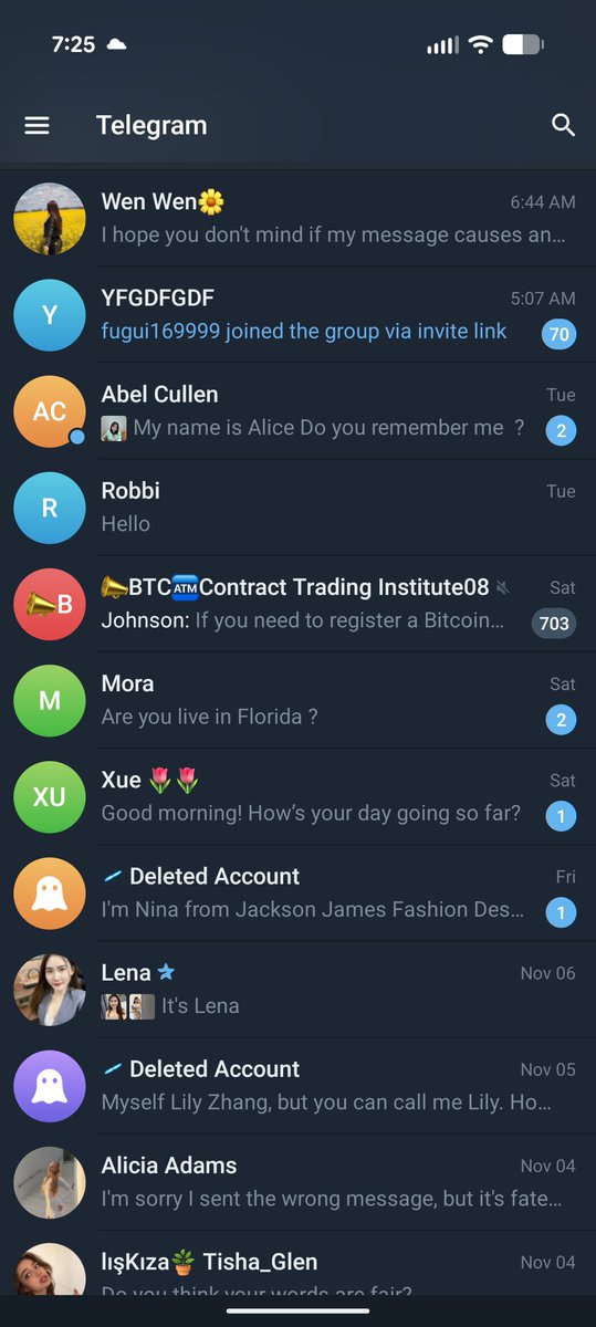 Checked out Telegram after watching this and got all of these spam thirst traps in my inbox. How do these accounts find you here? I don't understand how discovery works.