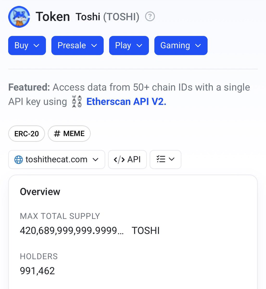 Updated $TOSHI holder count 991k

Road to a milli👀