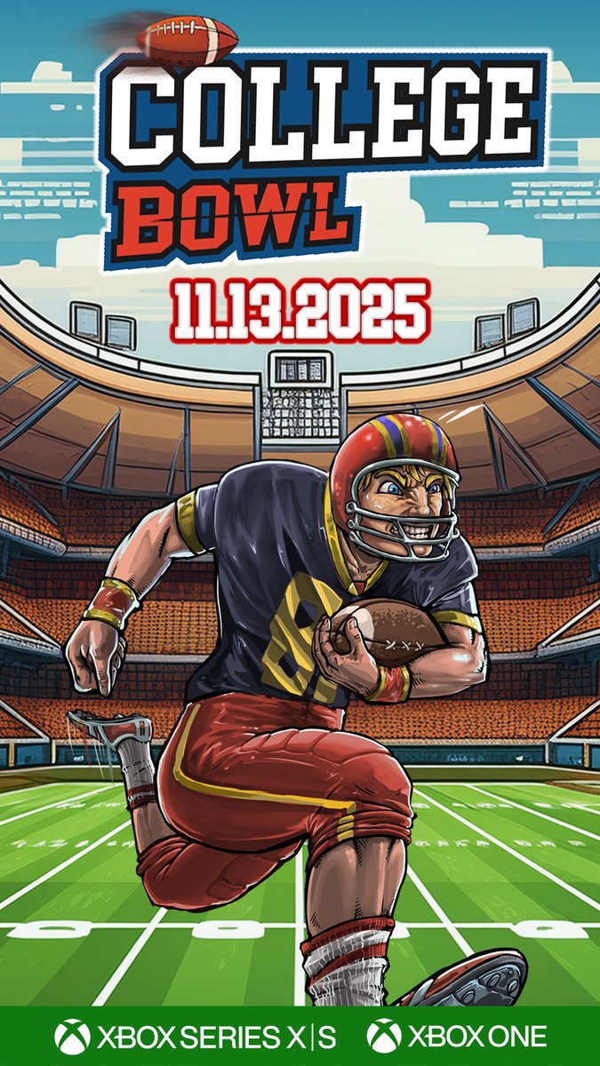 College Bowl  is out NOW on Xbox Series X|S and Xbox One!

Get it here: xbox.com/en-US/games/st…

🏈 Challenge college rivals on your way to winning a National title!

🧾 More than 2,700 offensive and defensive plays, including loads of option plays and designed QB runs.

💪