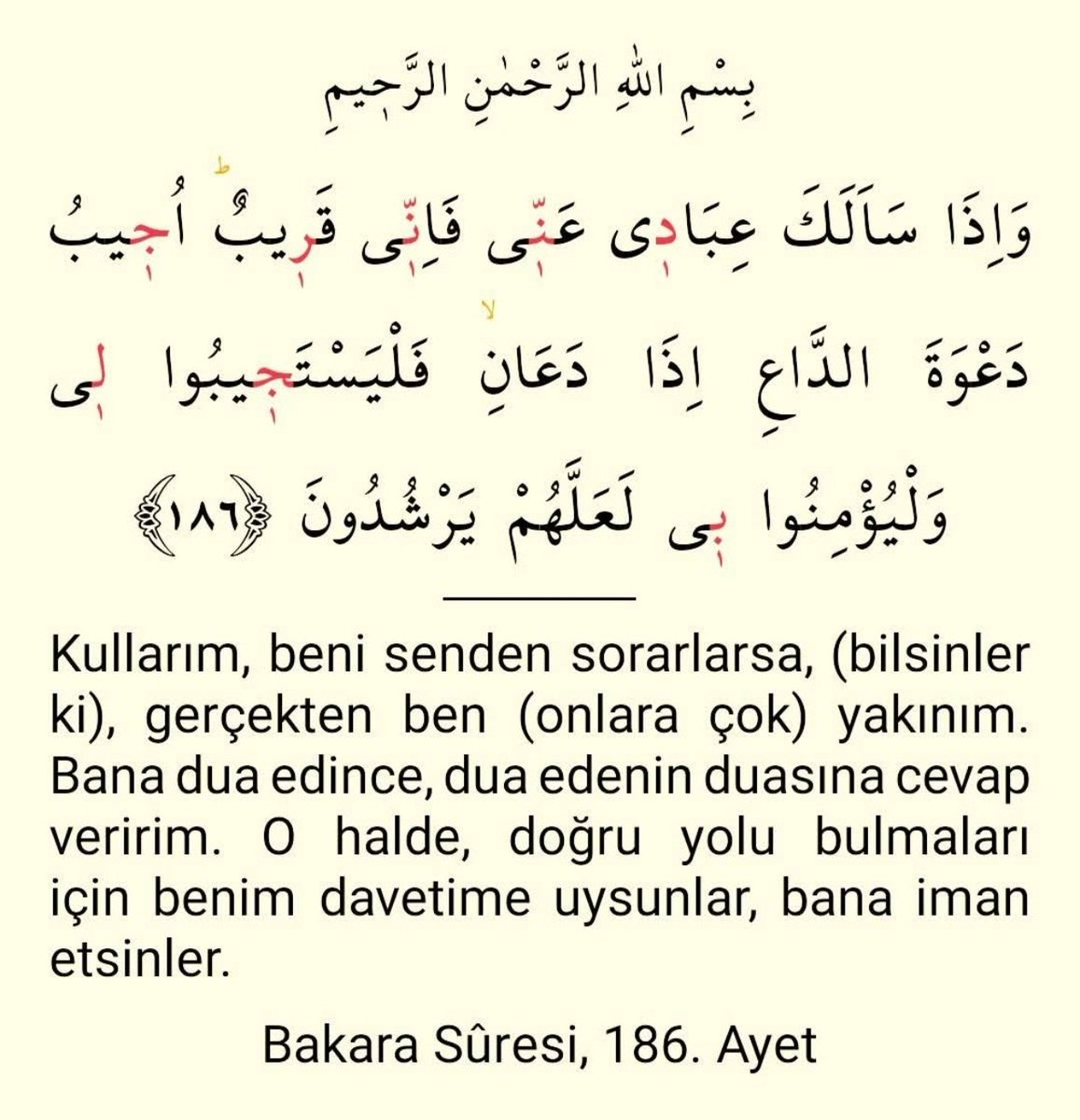 Bakara Sûresi 186.Ayet