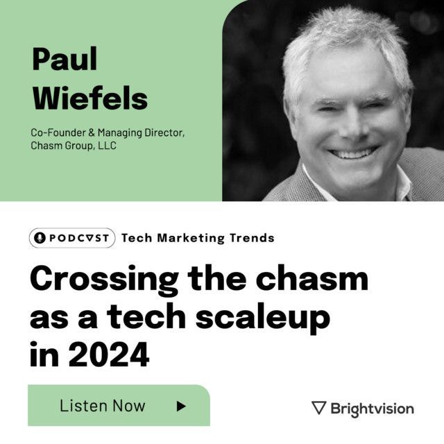 chasmgroup's tweet image. Listen to this &apos;Tech Marketing Trends&apos; podcast with @jakoblowenbrand episode, featuring Paul Wiefels, Managing Director of the Chasm Group.

open.spotify.com/episode/73Qr3N…

#GoToMarket #TechPodcast @BrightvisionAB