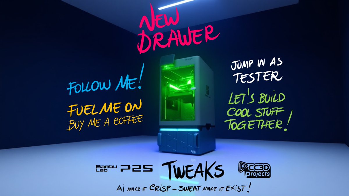 CC3DProjects's tweet image. Cookin’ up a fresh drawer for the Bambu Lab P2S — new style, new vibe. Still a WIP, but hey… whatcha think? 🔧🔥
cc3dprojects.com
@BambuLab #P2S #3DPrinting #3DPrint #3DModeling #MakerLife #3DPrintCommunity #bambulabP2S