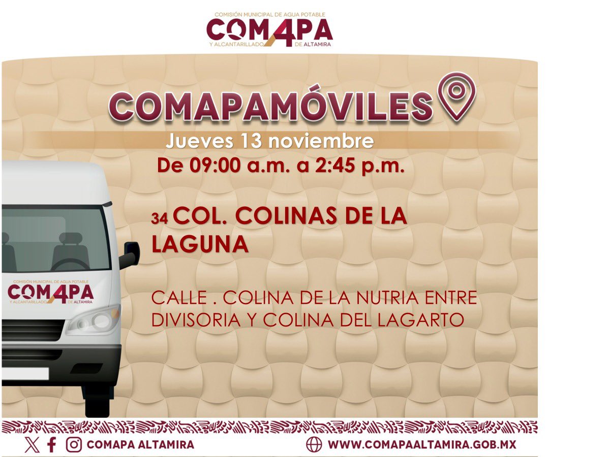 ✅ Te compartimos la ubicación de nuestros Comapamóviles 👇🏼

#ComapaAltamira