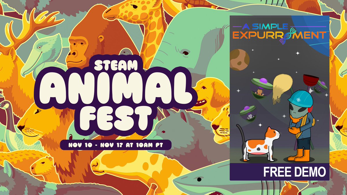 Metroidvania Fusion is over - good thing that the Genetically Modified Kittens got a place in Animal Fest too.

Take a look at the new demo (and please leave a review if you do)!

store.steampowered.com/app/3772560/A_…

#IndieGameDev #Steam  #cats #metroidvania  #solodev