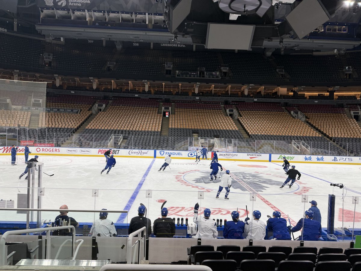 davidalter's tweet image. #Leafs lines during morning skate Nov. 13/25

Knies-Tavares-Nylander
Robertson-Domi-McMann
Joshua-Roy-Maccelli
Blais-Lorentz-Jarnkrok

Rielly-Carlo
Benoit-McCabe
Mermis-OEL
Myers

Hildeby
Akhtyamov

@BodogCA