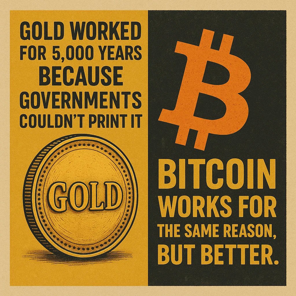 #Gold worked for 5,000 years because governments couldn't print it. 

#Bitcoin works for the same reason, but better.