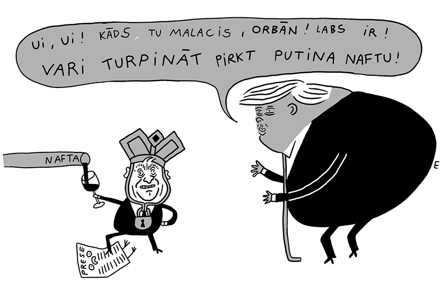 Mākslinieka Ernesta Kļaviņa karikatūra ar nosaukumu "Mīlulis" — ir.lv/politika/milul…