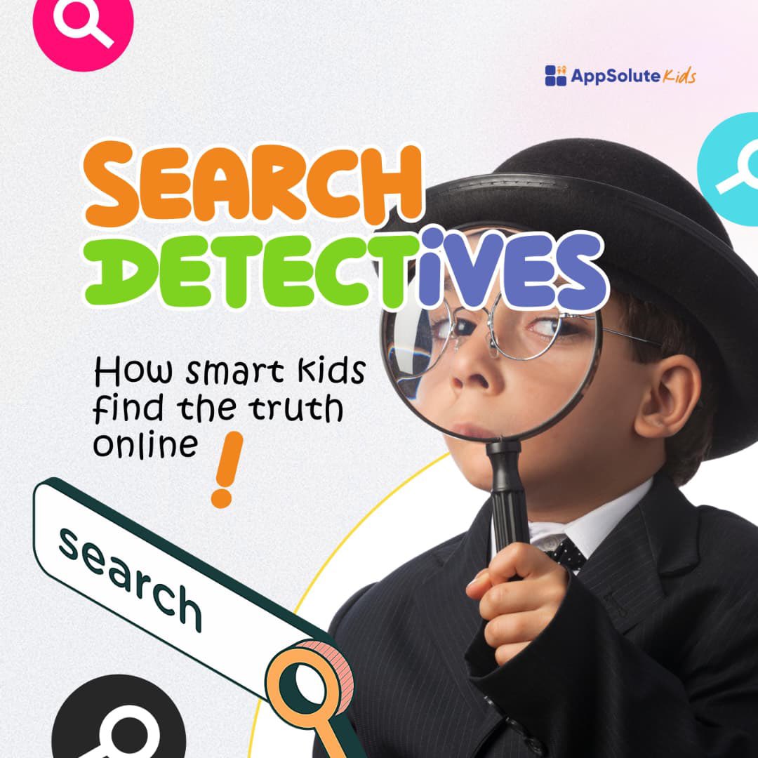 Appsolute_Kids's tweet image. The internet is full of clues, but not all of them are true. 
Smart kids learn to think, check, and search like detectives.

#appsolutekids #techforkids #smartkids #curiousminds #onlinesafety #digitalskills #kidslearning #funlearning #kidstech #searchsmart