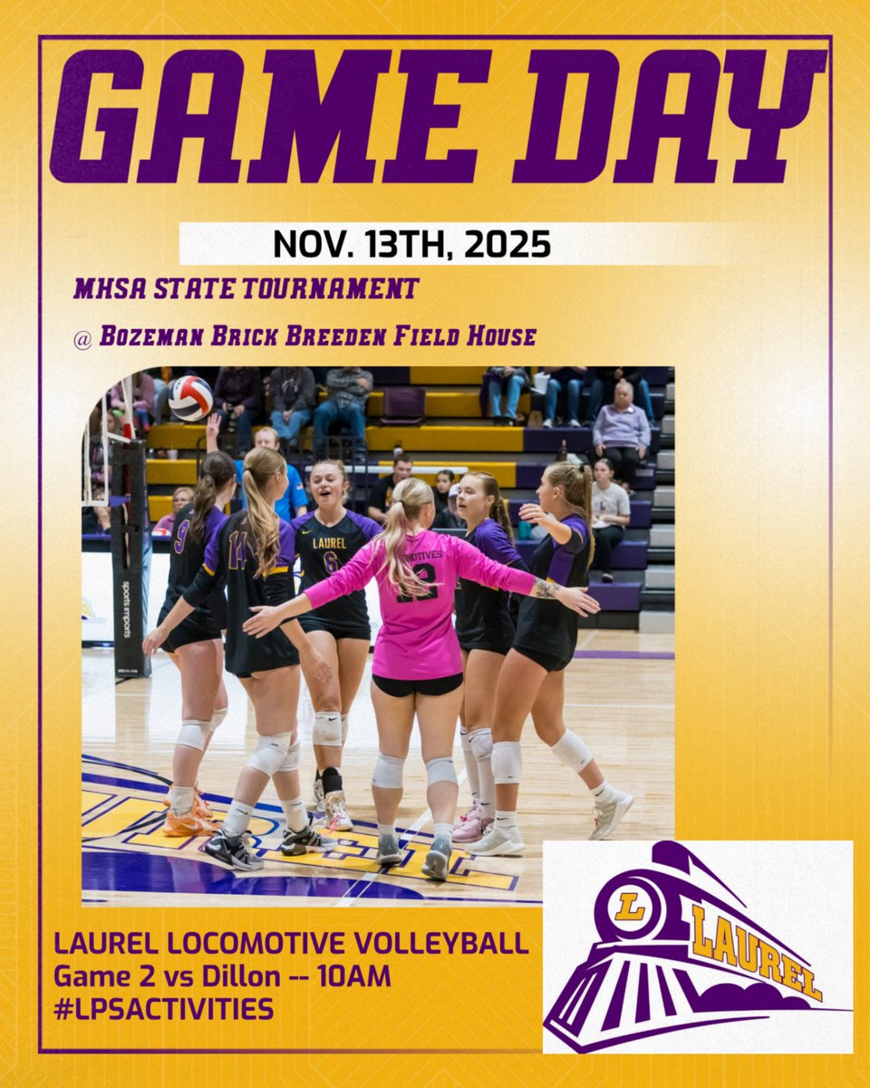 MHSA State Volleyball tournament Game 2 vs Dillon 10AM Thurs. Nov. 13th. Go Locomotives! #lpsactivities
NFHS: nfhsnetwork.com/events/mhsa/ga…