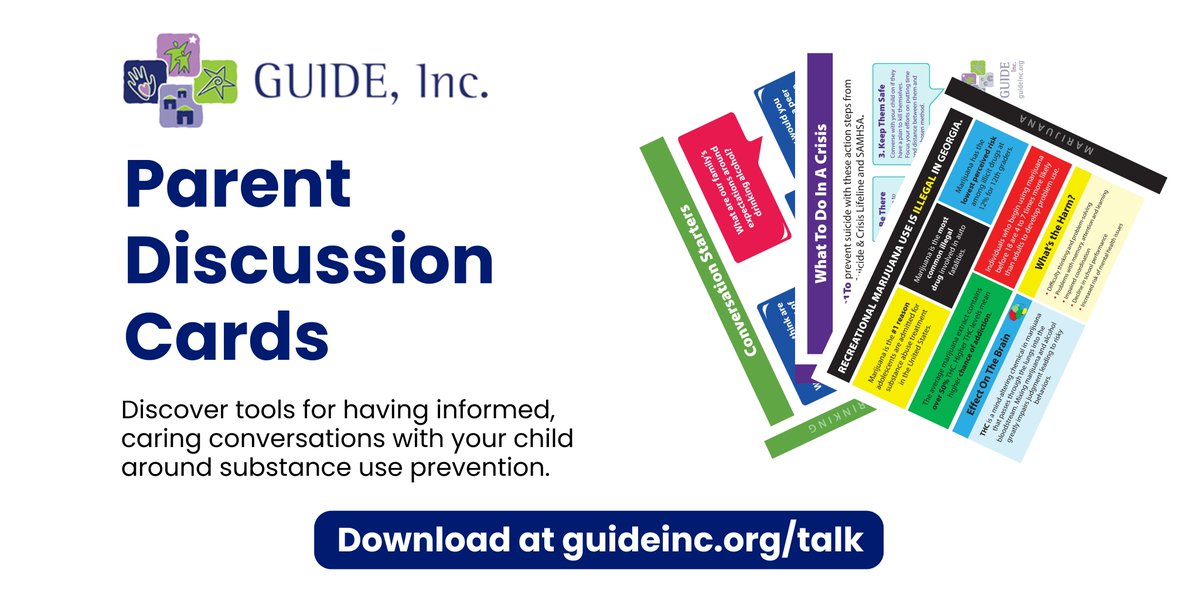 The more you talk, the more your kids listen.

Use our Parent Discussion Cards to keep the conversations going about mental health &amp; substance use.

Free resource here: guideinc.org/talk.