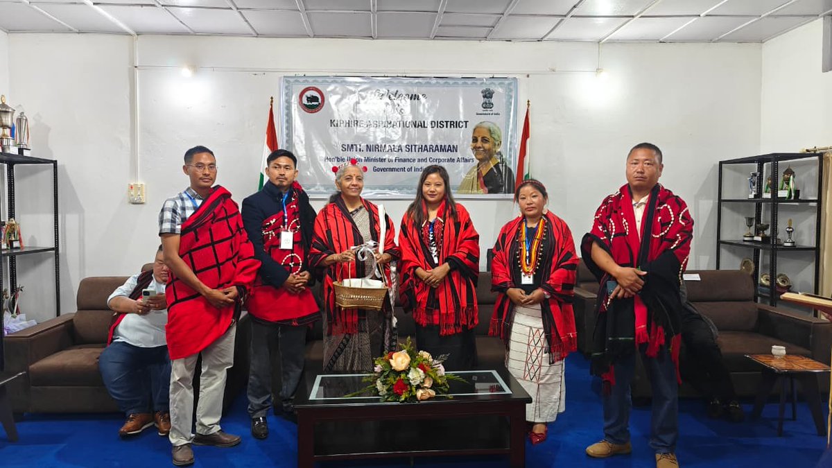 nsitharamanoffc's tweet photo. Smt @nsitharaman interacts with the leaders of the four tribes of Kiphire district, namely, Sangtam, Sumi, Tikhir and Yimkhiung.

Sangtam Tribe is one of the major inhabitants of the district. With Mungmung as its main festival, the tribe remains rooted in its ancestral beliefs of garnering the practices of rituals such as hosting a dinner for their in-laws, as a sign of gratitude, to mark the jubilation of the festival.

Sumi Tribe mainly inhabits the Seyochung and Sitimi areas, contributing to the multi-ethnic nature of the district. Their major festival is Tuluni, celebrated annually around the second week of July. 

Tikhir Tribe, although relatively small in number, is rich in culture and history. It was officially recognized as a separate tribe by the Government of Nagaland in 2022, marking their historic participation during the majestic Hornbill Festival in the following year. Their main festival is the Tsonglaknyi, celebrated in the month of October.

Yimkhiung Tribe inhabits the major portion of Pungro circle. Their major festival is Metemnyu, celebrated annually in the month of August. The Yimkhiung community has contributed significantly to the preservation of flora and fauna of the region.