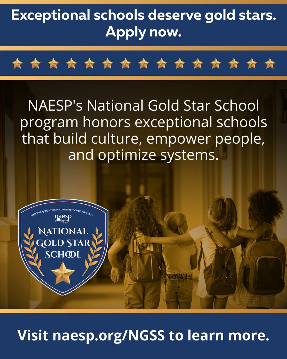 ✅ Ready to showcase your school’s excellence? If you’re building a culture of learning, empowering your team, and optimizing systems, it’s time to act!

Apply now to become a #NGSS – National Gold Star School.

🌟Learn more: naesp.org/programs/recog…