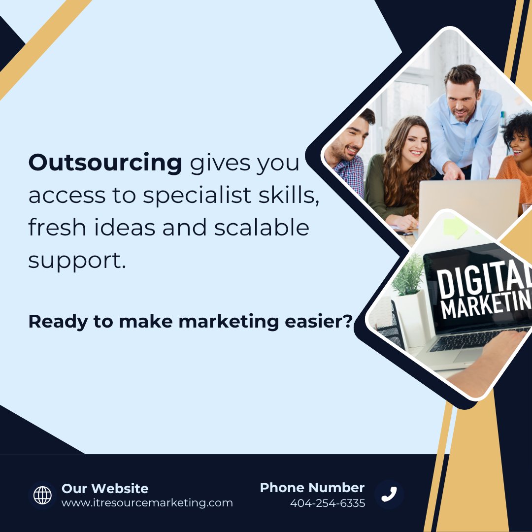 ITResourceMktg's tweet image. Feeling like marketing is taking over all your time? Outsourcing could be the reset you need. Digital Marketing Atlanta, GA 404-254-6335 #ITResourceMarketing #MarketingHelp #BusinessGrowth