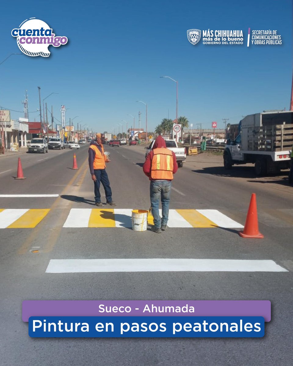 Scop_Chihuahua's tweet image. Desde la #SCOP seguimos trabajando por entornos más limpios y seguros

En el tramo Sueco-Ahumada realizamos labores de deshierbe con maquinaria y pintura en pavimento, mejorando la imagen carretera y la seguridad vial para todas y todos🚧
#MasChihuahuaMasDeLoBueno #CuentaConmigo