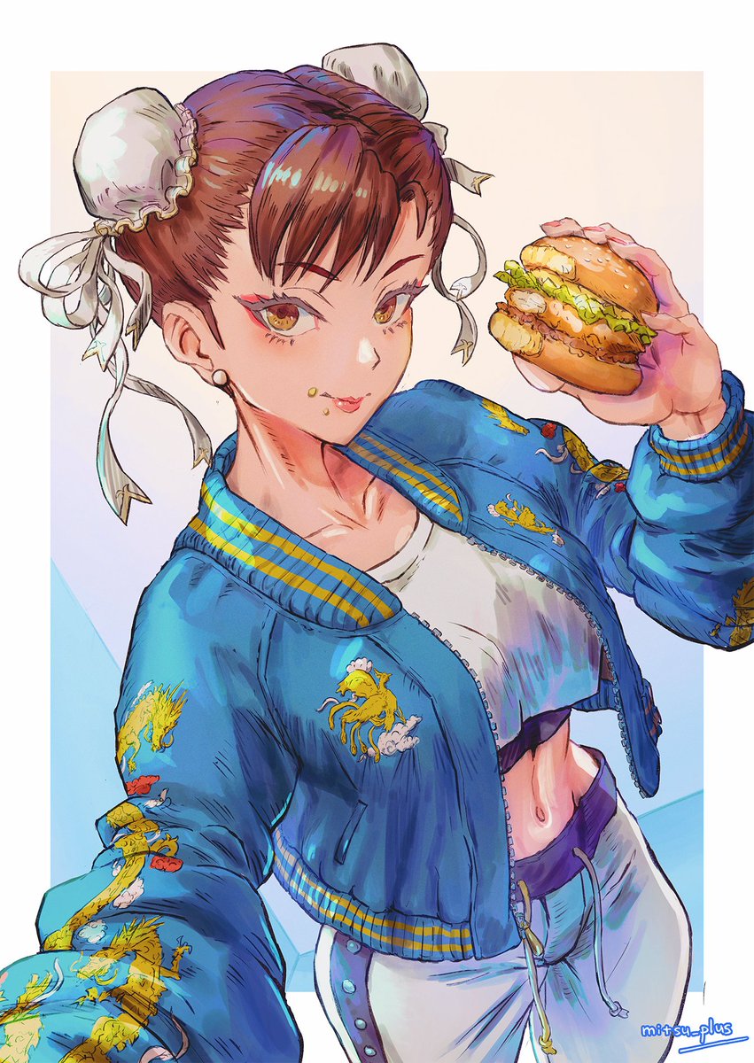 春麗×油淋鶏マヨチキン（自撮り風）
#StreetFighter6 
#格ゲーキャラ描こうぜ