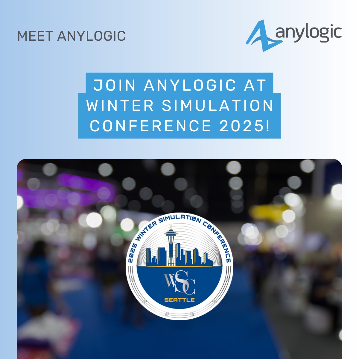 AnyLogicCo's tweet image. 🚀 Join AnyLogic at the Winter Simulation Conference! This year’s theme invites all attendees to explore how simulation will evolve over the next 25 years. Check our Events page not to miss AnyLogic’s activities in Seattle and around the globe ➡️ anylogic.com/resources/trai…