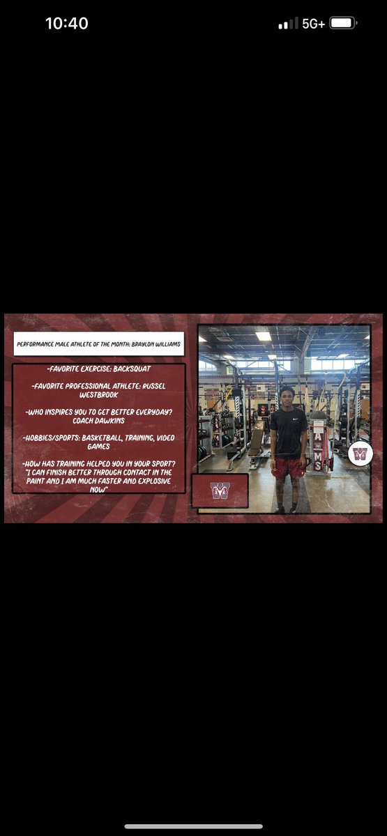 RAM_performance's tweet image. Congrats to @5Braylon on winning Performance Athlete of the Month for October! @Westside_Bball @WHSAthleticsSC
