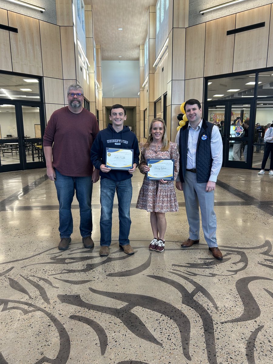 _duanecase's tweet image. Congratulations to Aiden Criddle and Mrs. Roberts for being selected Rotary Student and Teacher of the month.