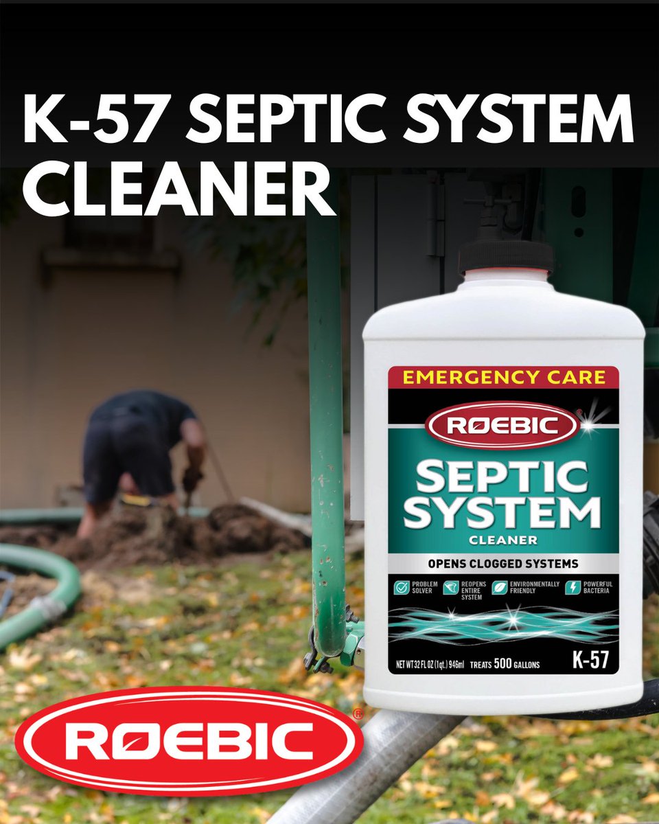 Formulated with patented bacterial cultures, K-57 quickly breaks down waste and restores flow in emergencies like clogs, surface water buildup, or sluggish conditions. Trusted for over 50 years, it’s the go-to fix when your system needs quick relief. 
roebic.com/product/bacter…