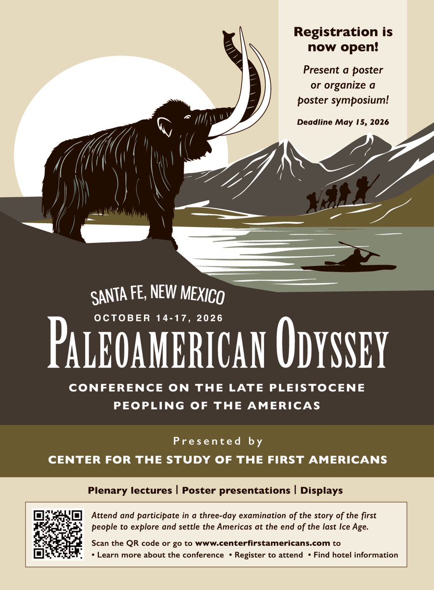 Attention! PaleoAmerican Odyssey Conference registration is now open! Submit a poster too!

#TAMU #Archaeology #anthropology #CSFA