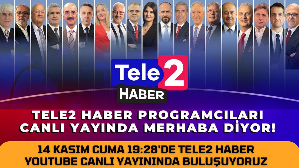 tele2haber's tweet image. 14 Kasım Cuma günü saat 19.28&apos;de TELE2 Haber YouTube kanalımızda canlı yayında buluşmak üzere.
youtube.com/@tele2_haber