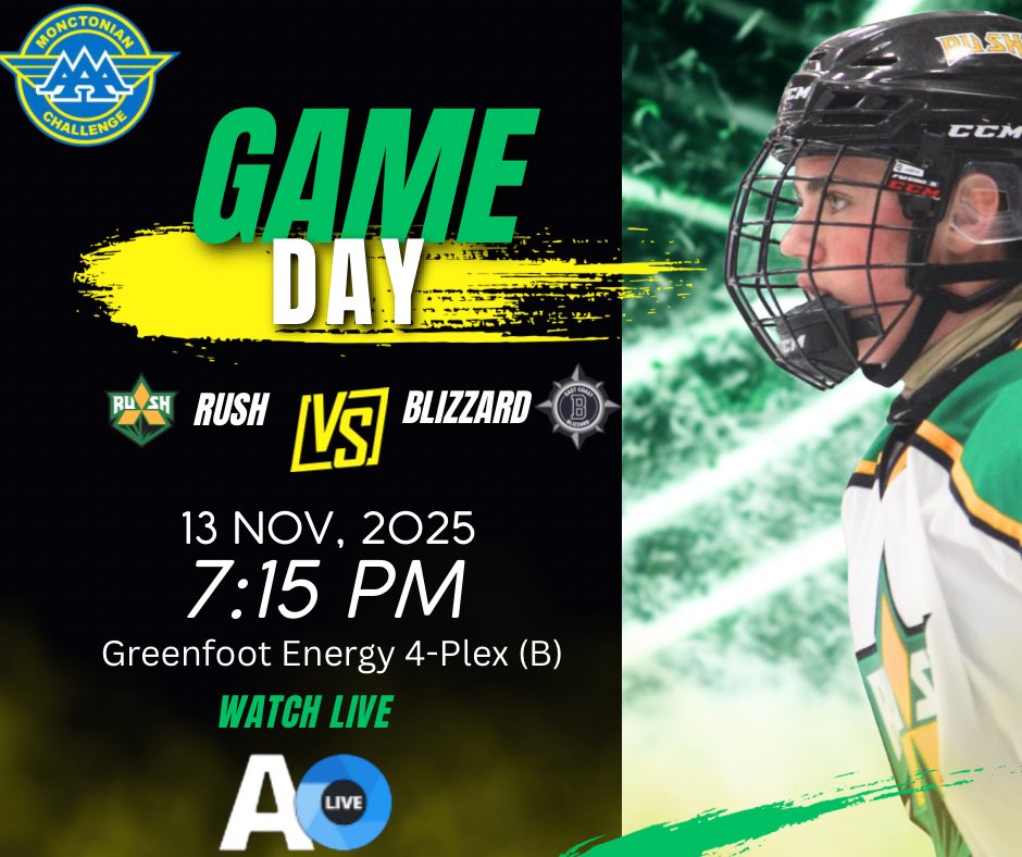 sydmitsuRUSH's tweet photo. IT’S GAME DAY!!
Day 1 of the 44th Annual Monctonian Starts today!
🆚 @EC_Blizzard
⏰ 7:15pm
📍 Greenfoot Energy 4-Plex , Moncton
🎥 AO Live ( https://t.co/cYFFwSCFUD )
- $15/ Day or $40 Tournament Pass
#feeltherush #gameday #monctonian https://t.co/pTaVMwzfF4