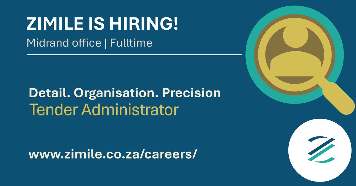 EngineersZimile's tweet photo. Zimile is looking for a detail-oriented and proactive Tender Administrator to join our team. 
Visit our website to view the full job description and submit your application: https://t.co/MXYQu0ZeF5 https://t.co/ZOaKrnN8jE
