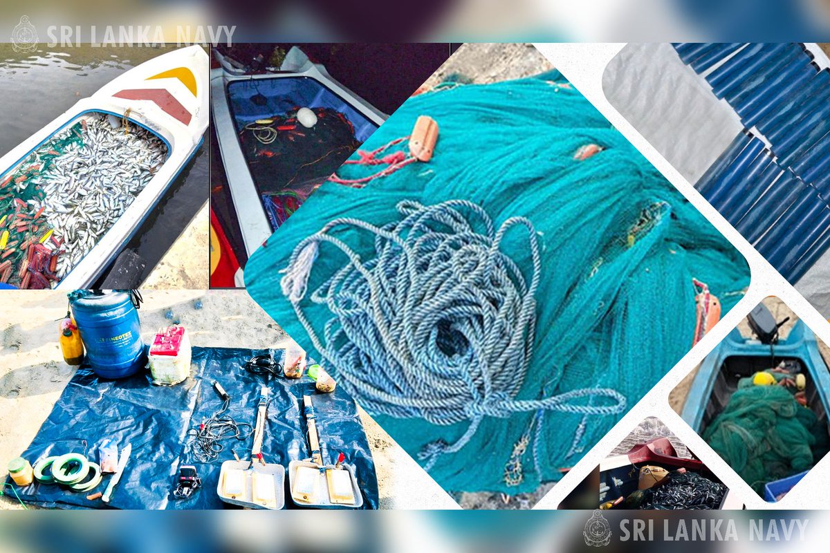 srilanka_navy's tweet photo. The @srilanka_navy's sustained recent operations dealt a heavy blow to illegal fishing activities. A total of 50 individuals along with their equipment were held in various locations. #IllegalFishing #FisheriesProtection

Read more: https://t.co/S1njVV1Cs8 https://t.co/xndj0TeJZG