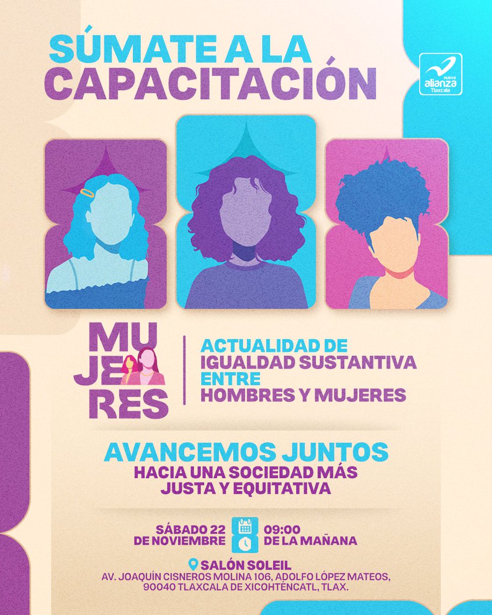 Hagamos del cambio algo real. 🩵
La igualdad se construye paso a paso, escuchando, aprendiendo y actuando juntas. 💬
Súmate a este espacio para compartir ideas, crecer y seguir avanzando hacia una sociedad más justa y equitativa. 🤝🏻

🗓 Sábado 22 de noviembre
⏰ 09:00 a.m.