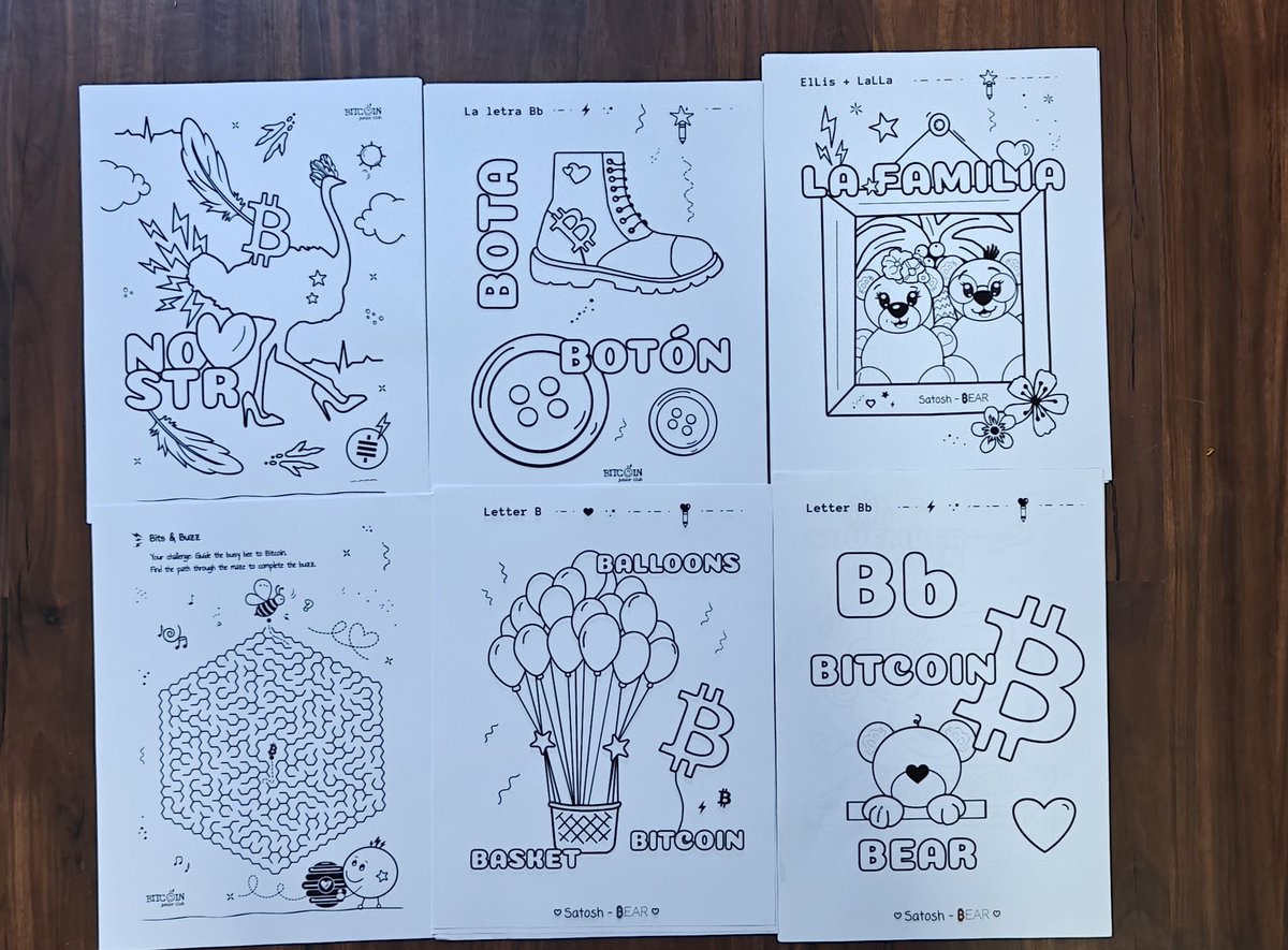 BTCJuniorClub's tweet photo. Oops, we did it again 😋 150 pages of coloring + fun with Satosh Bears, Bitcoin Babies, Shamory, Maxis Club, Nostr and more.
All paid in sats. Greetings from the Bitcoin country 🇸🇻
See you tomorrow at #AB25 https://t.co/FzU6B4SDnv