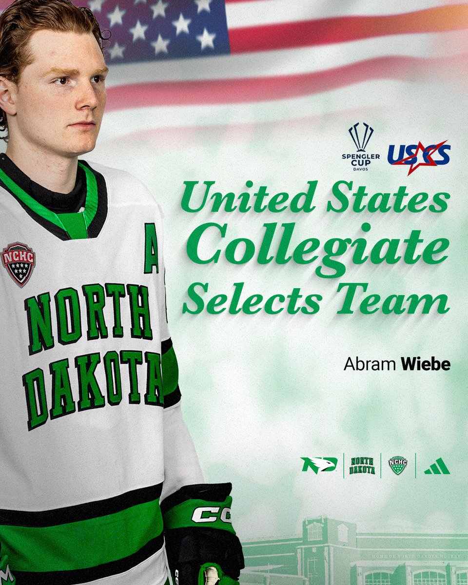 Junior defenseman Abram Wiebe has been named to the <a href="/USCollegeSelect/">U.S. Collegiate Selects</a> Team that will compete at the Spengler Cup in December! 

Abram will join teammate Jake Livanavage at the event!

#UNDproud | #LGH