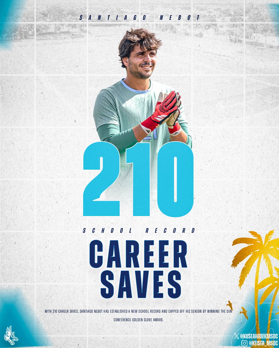 KUSeahawkMSOC's tweet image. 🚨 𝑨𝑵𝑶𝑻𝑯𝑬𝑹 𝑶𝑵𝑬 𝑭𝑶𝑹 𝑻𝑯𝑬 𝑩𝑶𝑶𝑲𝑺 🚨

From wins to saves — Santiago Nebot cements his legacy as the Seahawks’ all-time saves leader!

#DefendTheBeach