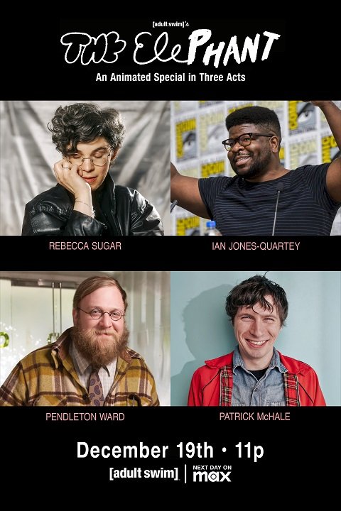ToonHive's tweet image. The Adult Swim animated special “The Elephant” premieres December 19th at 11PM EST.

The special is an experiment that consists of three-acts from Cartoon Network veterans Rebecca Sugar and Ian-Jones Quartey, Pendleton Ward, and Patrick McHale.
