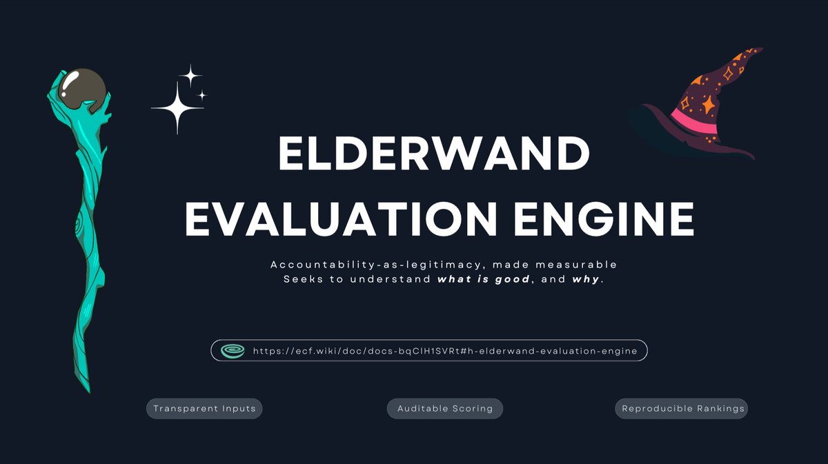 📄 New paper: Elderwand Evaluation Engine is published.
Seeking to understand what is good, and why.
Learn how → ecf.wiki/doc/docs-bqClH…