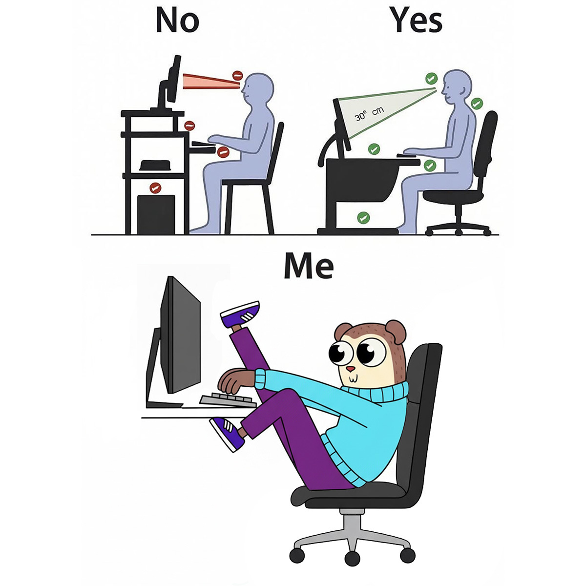 Max_DesignPro's tweet image. Good posture? Never heard of her 😎💻
Send this to your friend who sits like this!
#MaxDesignPro #FunnyMeme #Cartoon #Computer