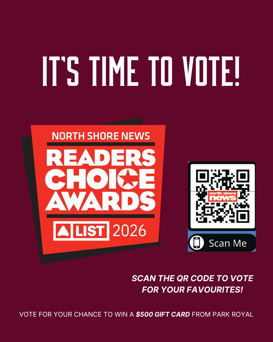 We are honoured to be nominated in this year’s Readers’ Choice Awards 2026, VOTE NOW! #NorthShoreNews #WVFHC #ReadersChoiceAwards