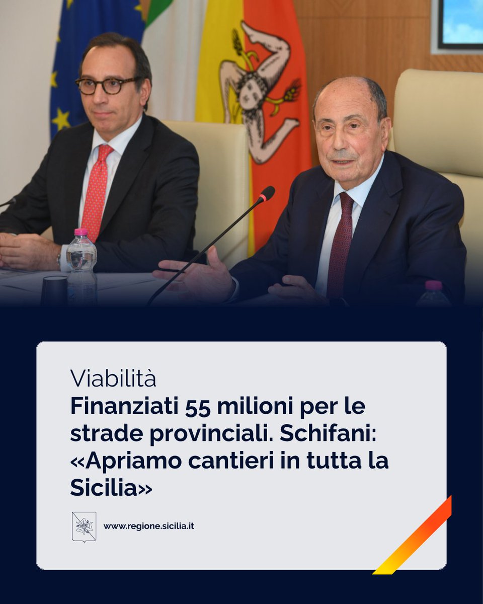 🛣 Il governo di <a href="/RenatoSchifani/">RenatoSchifani</a>, attraverso l'assessorato regionale delle Infrastrutture, mobilità e #trasporti, ha approvato il finanziamento di 41 progetti immediatamente cantierabili per le strade provinciali.

Leggi 🔗 regione.sicilia.it/la-regione-inf…

#Sicilia <a href="/AlessandArico/">Alessandro Aricò</a>