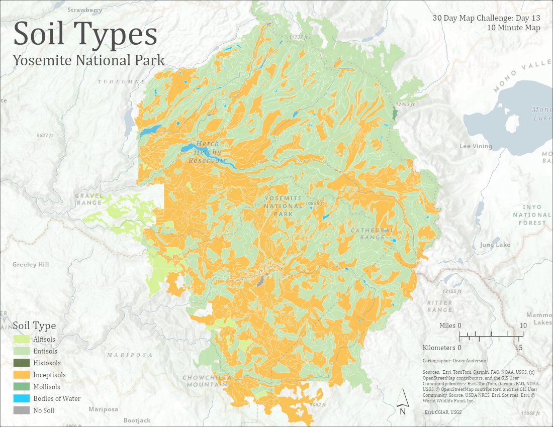 ArcGISPro's tweet image. Grace Anderson mapped Yosemite National Park&apos;s soil types in under 10 minutes using #ArcGISPro and ArcGIS Living Atlas data. New tools like Spatial Definition Query and Search for Colors made for quicker mapping.
#30DayMapChallenge day 13: ow.ly/mM4e50Xr89r