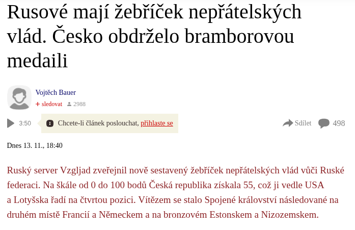 Jsme čtvrtí? Tak to už jsme v podstatě "kámoši", ne? 🫣

Vzpomínám si na doby, kdy jsme se se Spojenými státy předháněli o první místo.