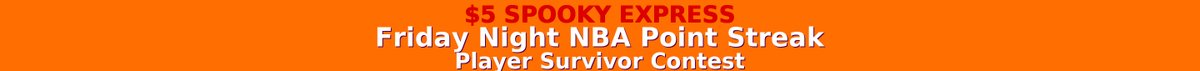 🔥 NEW CONTEST ALERT! 🏀
$5 Spooky Express Friday Night, November 14th
NBA Point Streak Player Survivor 🚂🔥

💰 Low buy-in • Big prizes • Up to 30 entries allowed

👉 Enter now:  tinyurl.com/3a68j7b2

👉 View all contests: tinyurl.com/bsye3cdp
🏀🏈⛳️🏒
<a href="/splashsports/">Splash Sports</a>